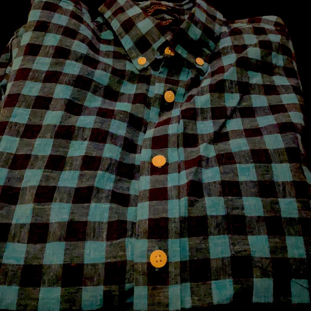Navy and bright blue checked long sleeve shirt Nordstrom men shop